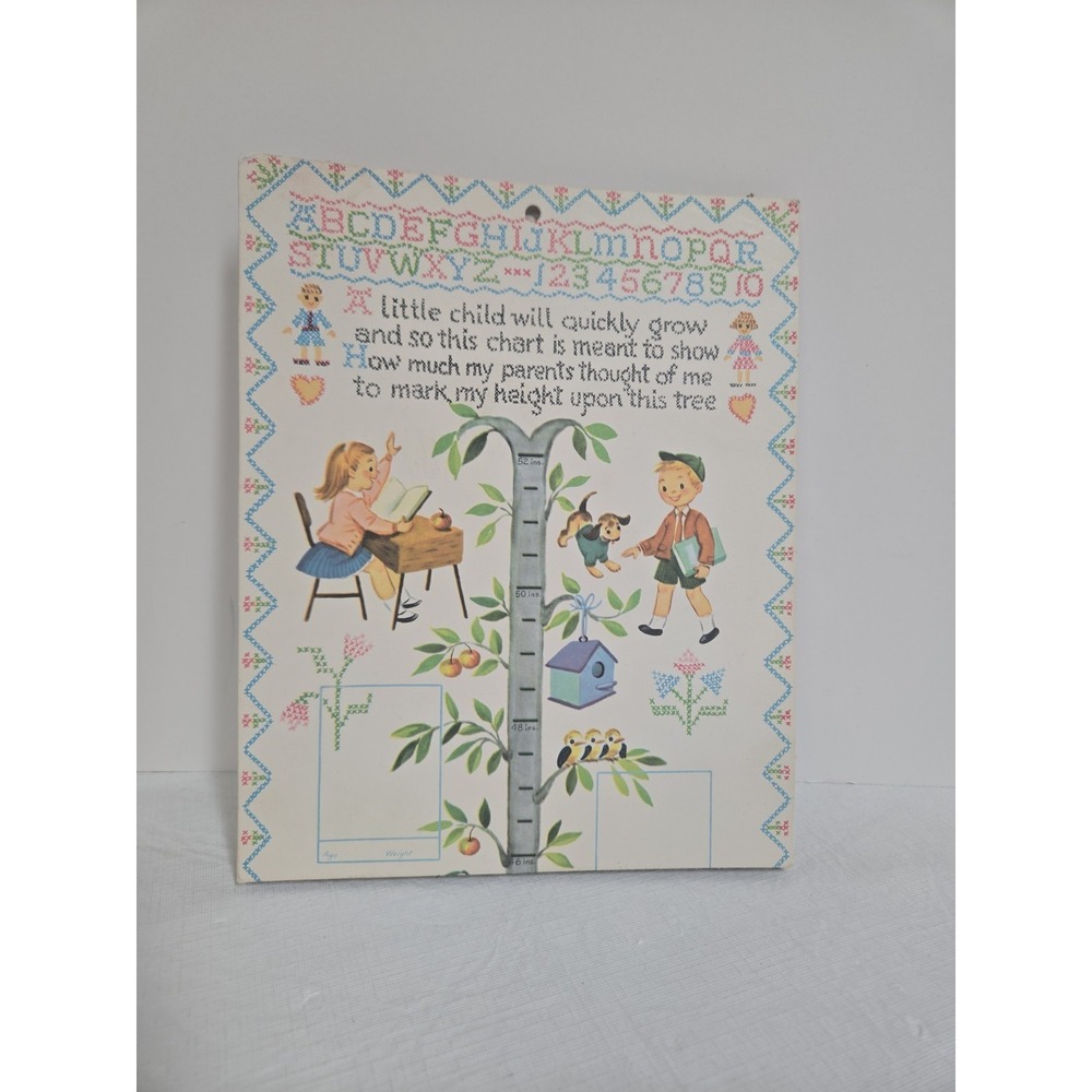 Vintage 1961 Gibson Children's Growth Height Chart Nursery Wall Décor Ephemera‎